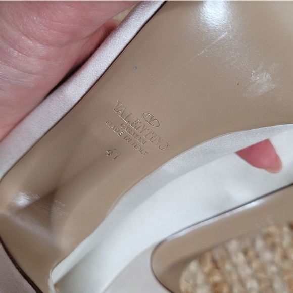 Valentino Ivory White Satin Lace Bow Platform Pump Open Toe Heels 41 - Picture 4 of 10